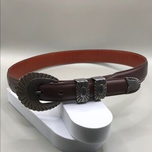 Alexander Kalifano Sterling Silver Belt Grain Leather sz 30  UNISEX Southwestern